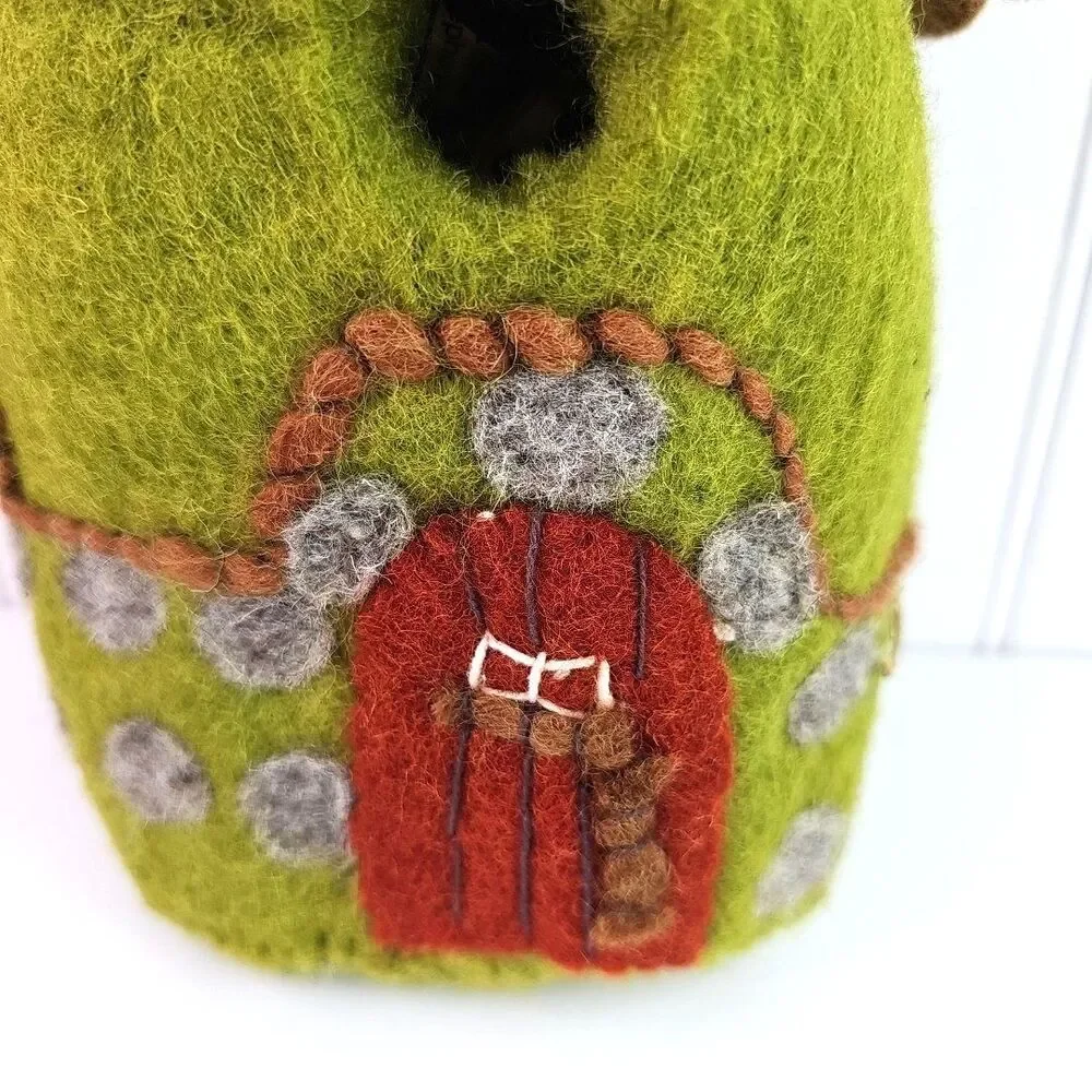 Wild Woolies Felted Wool Birdhouse Forest House Green 10 In Natural Materials